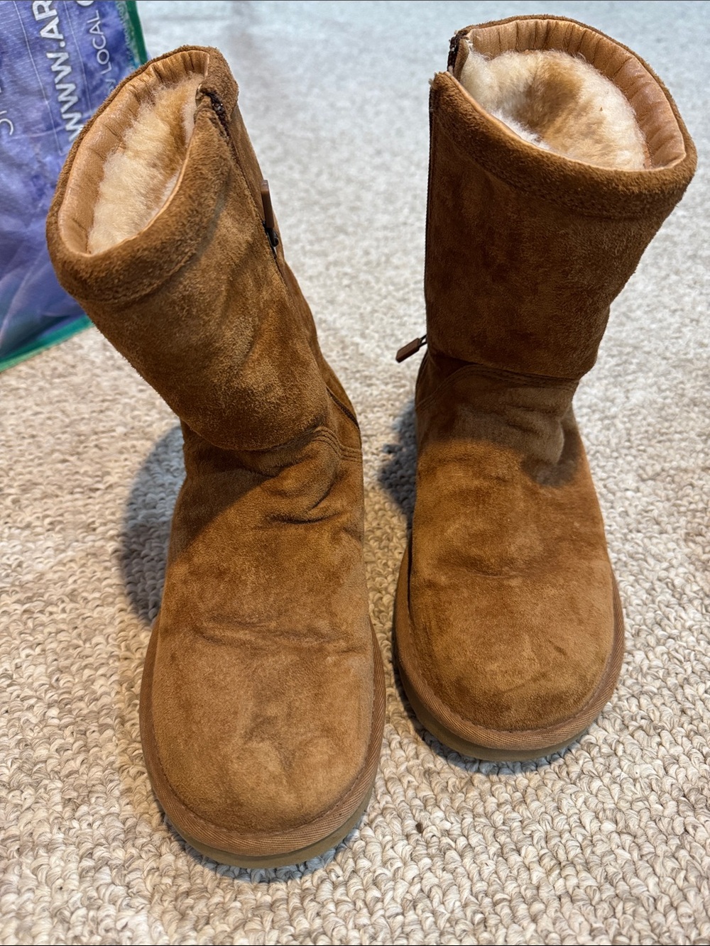 UGG Chestnut Suede Shearling-Lined Mid-Calf Boots